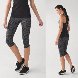 lululemon striped & feathered running capris